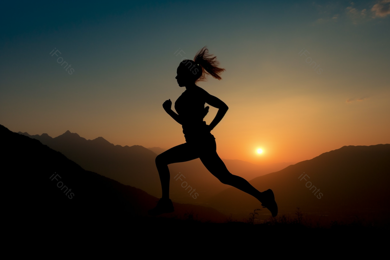 日落山顶上户外运动女模特实拍摄影图,高清,摄影图,摄影图片,图片大全,摄影图免费下载